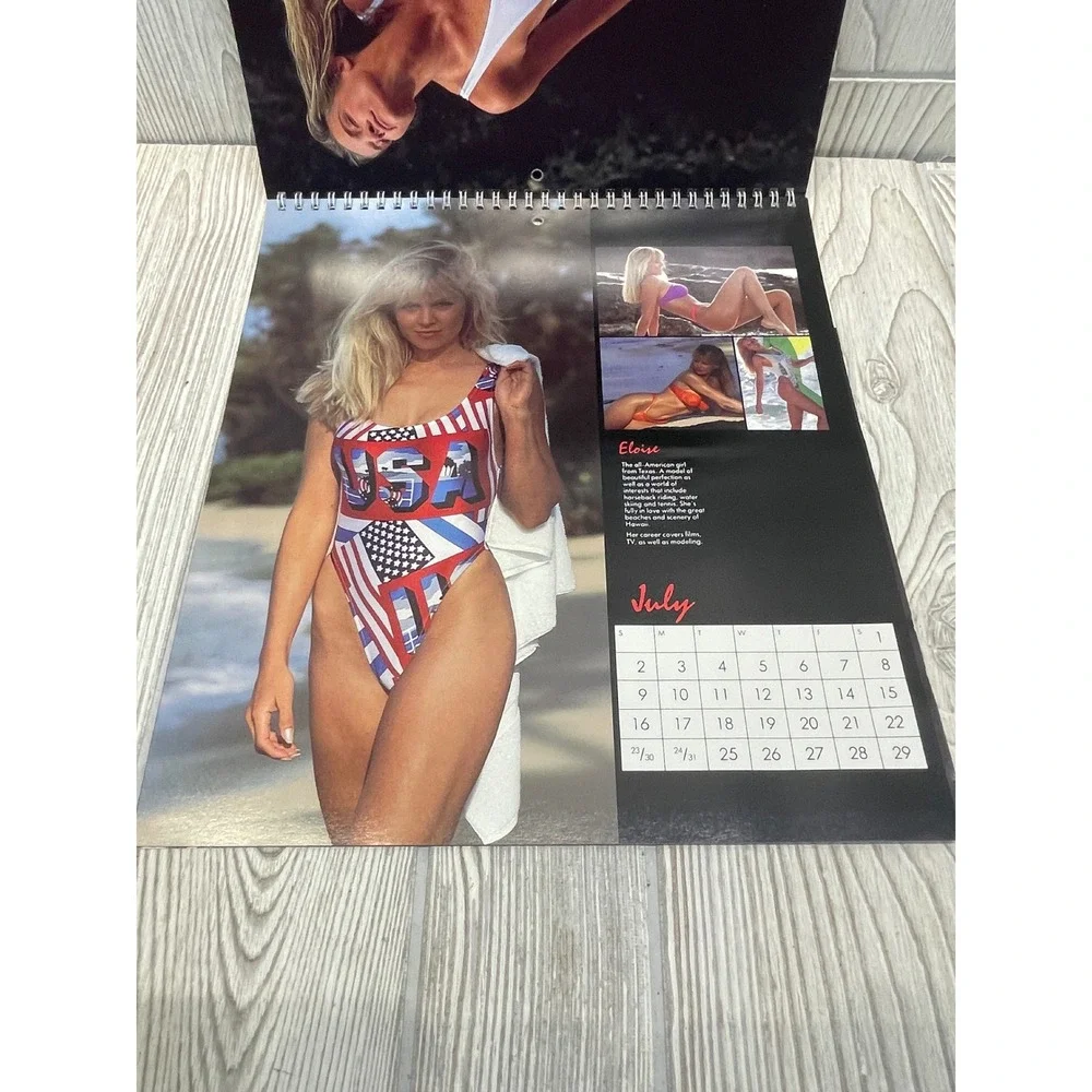 Vintage 1989 Beauty Under The Sun Swimwear Calendar H2O Retro 80s Fashion Models